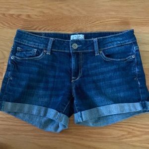Mid-rise jean shorts, like-new, dark wash size 3/4